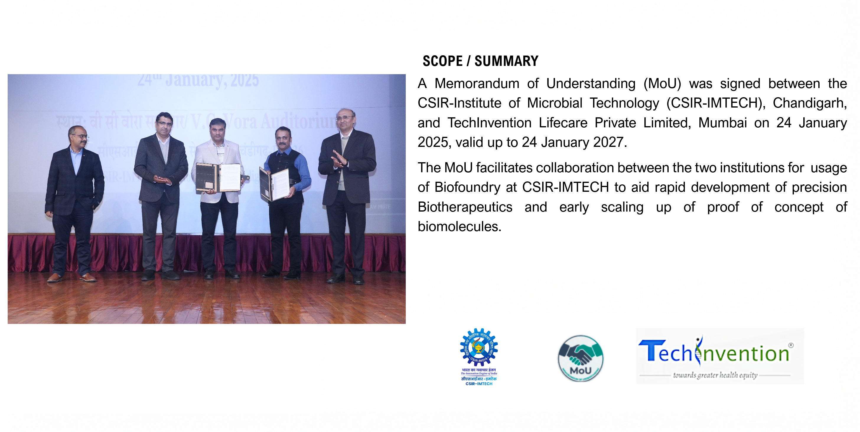 MOU signing with Techinvention Lifecare Pvt. Ltd.